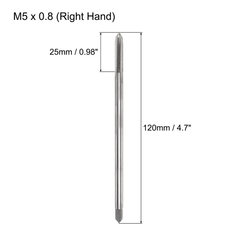 QUARKZMAN Metric Tap M5 x 0.8 H2 120 mm Extra Long Straight Flute Thread Cutting Machine Tap Thread Cutting Tool M5 x 0,8 x 120mm