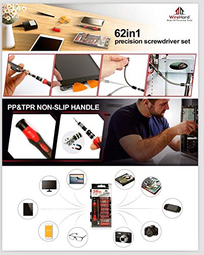62 in 1 Precision Screwdriver Set Computer Repair Tool Kit with Extra Magnetic Specialty Steel Multi Bit