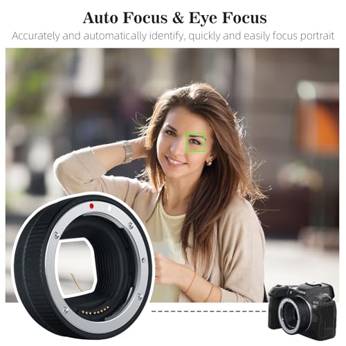 EF-EOS R Auto Focus Lens Mount Adapter, Compatible with Canon EF/EF-S Lenses for EOS R, R3, R5, R6, R7, R8, RP, R50, R100 Mirrorless Cameras
