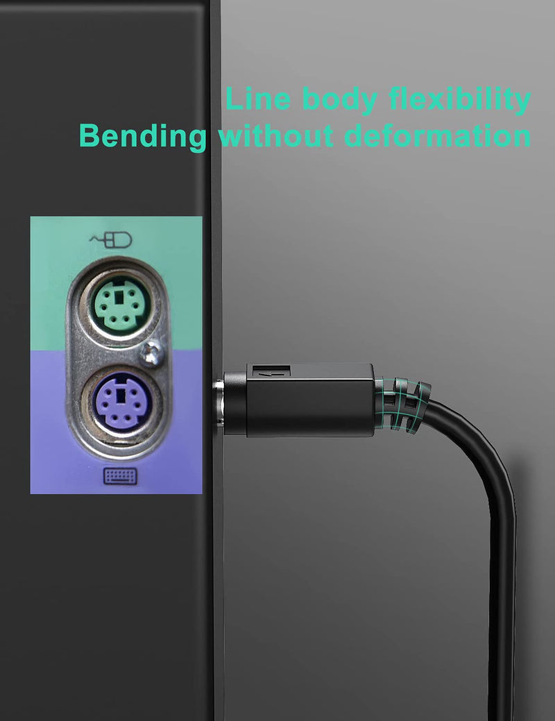 [AUSTRALIA] - PS/2 Cable 6ft - Shielded Mini DIN 6-Pin Male to Male for PC Mouse & Keyboard - Black (PS/2 M/M 6FT 2M) 