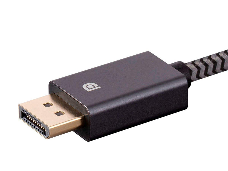 Monoprice DisplayPort 1.4 EasyPlug Nylon Braided Cable & 8K Certified Braided Ultra High Speed HDMI 2.1 Cable 1 Pack Cable + HDMI 2.1 Cable 10 Ft 6 Feet