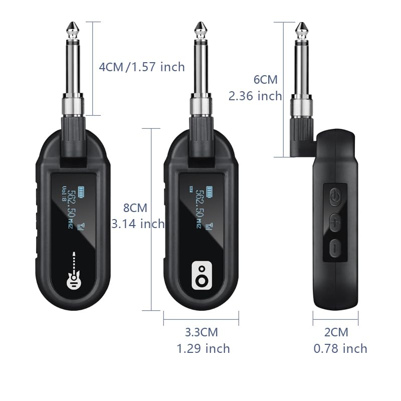 [AUSTRALIA] - YXG Wireless Guitar System - UHF Transmitter Receiver, Rechargeable Audio, 20 Channels, for Electric Guitar Bass (1-Channel) 1-Channel 