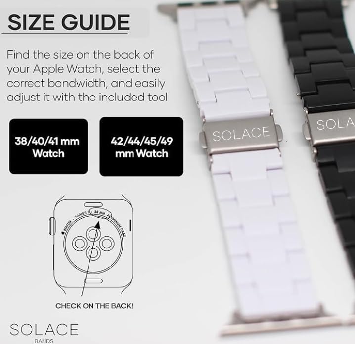 Solace Bands Lightweight Perma Watch Band - Universal Fit for Apple Watch Bands for Women & Men, iWatch Bands for 38mm 40mm 41mm 42mm 44mm 45mm 49mm Ultra, SE, Series 11 10 9 8 7 6 5-1 (Matte Solid) Powderflower 38/40/41/42/44/45mm