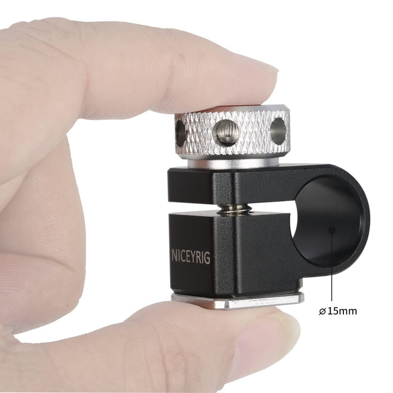 [AUSTRALIA] - NICEYRIG 15mm Single Rod Holder Camera Hot Shoe Mount 15mm Rod Rail Support for Follow Focus, EVF Mount - 478 