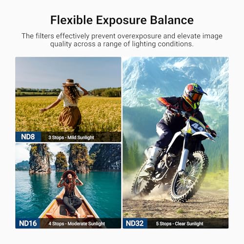 NEEWER CPL ND Filter Set Compatible with DJI Osmo Action 6 Only, Snap On 4 Pack ND8/16/32 Adjustable Circular Polarizing Lens Filters Multicoated Action Camera Photography Accessories with Lens Cap 4 Pack ND/CPL w/Lens Cap