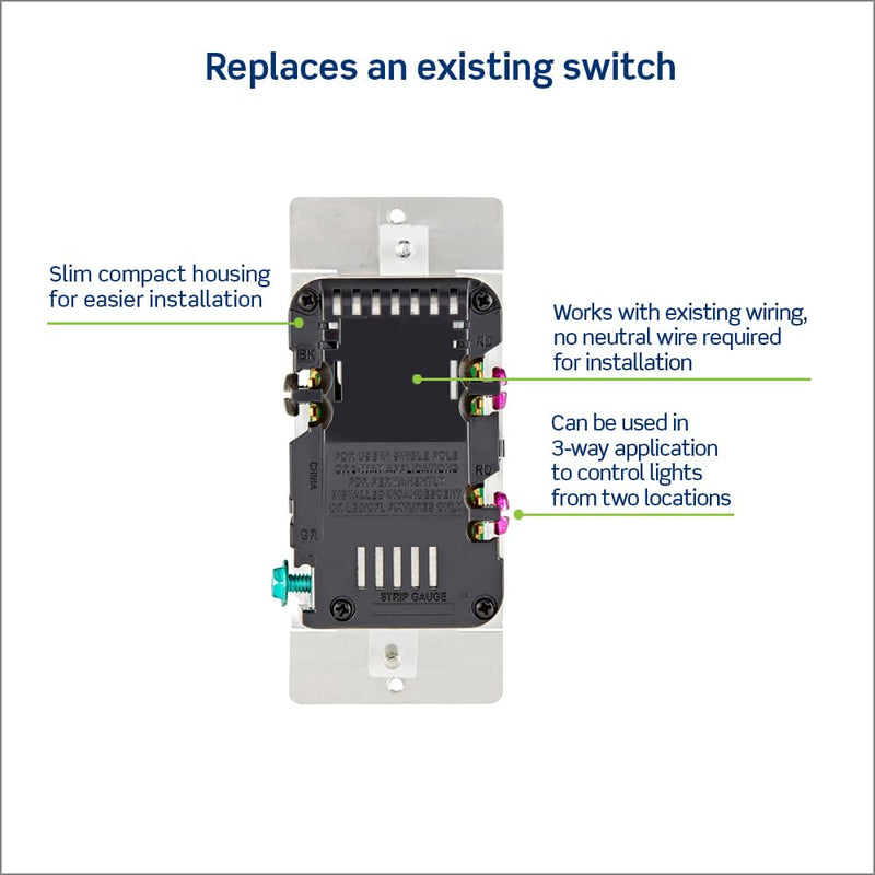 [AUSTRALIA] - Leviton Decora Slide Dimmer Switch for Dimmable LED, Halogen and Incandescent Bulbs, DSL06-1LZ, White with Ivory and Light Almond Faceplates 1 Pack 