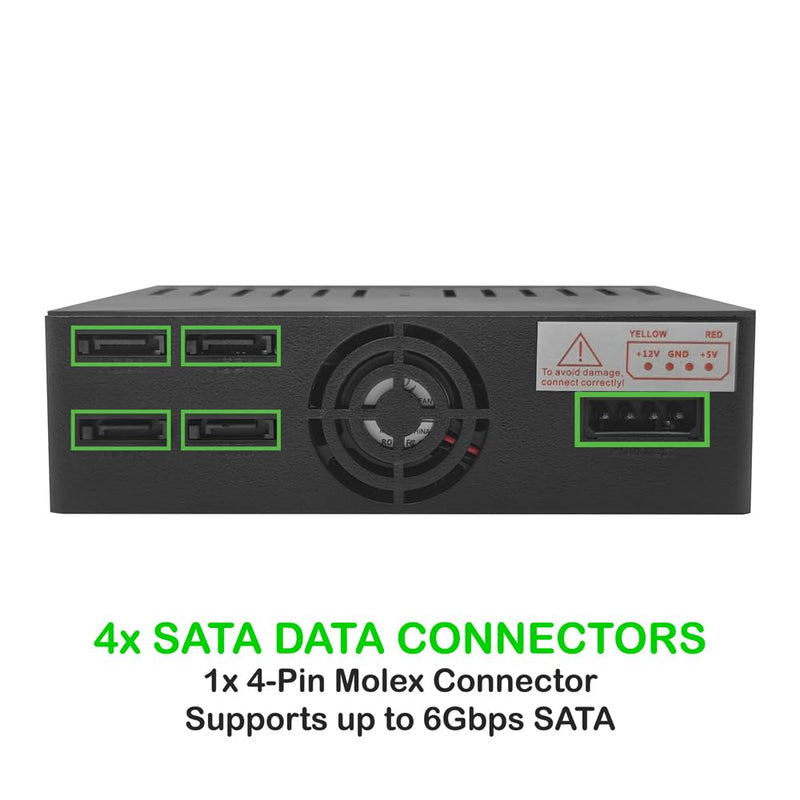 KINGWIN 4-Bay 2.5” SATA Removable SSD/HDD Mobile Rack, Hot-Swap 5.25” Internal Drive Cage, Compatible with 6Gbps SATA I/II/III, 7–9.5mm Drives, Metal Frame, LED Indicators