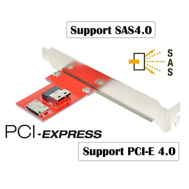 Xiwai PCI-Express 4.0 Slimline SAS SFF-8654 to Oculink SFF-8611 SFF-8612 PCBA Female Adapter with Bracket 8654-8612