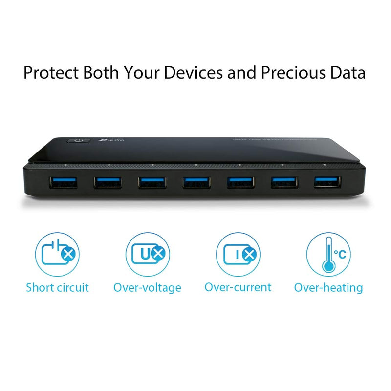TP-Link Powered USB Hub 3.0 with 7 USB 3.0 Data Ports and 2 Smart Charging USB Ports. Compatible with Windows, Mac, Chrome & Linux OS, with Power On/Off Button, 12V/4A Power Adapter(UH720) 7 Port + 2 Charging Port