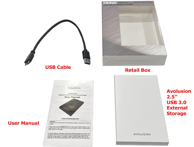 Avolusion HD250U3-WH 1TB USB 3.0 Portable External Gaming Hard Drive (for Xbox Series X|S, Pre-Formatted)