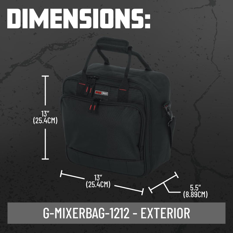 Gator Cases Padded Nylon Mixer/Gear Carry Bag with Removable Strap, 12" x 12" x 5.5" (G-MIXERBAG-1212) Small Format 12"x 12"x 5.5"