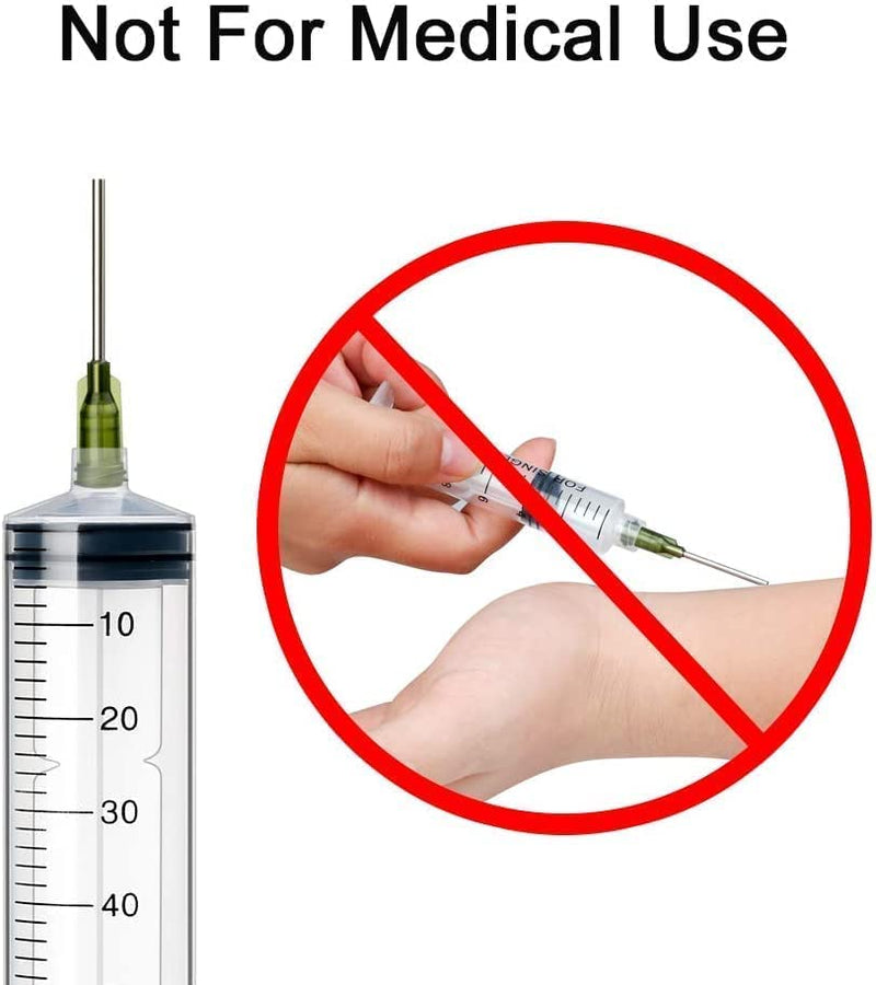 12 Plastic Syringes, 60 ml, Plastic Syringes with Cap, Dosing Syringe with Needle, Reusable Small Plastic Syringe for Liquid Measurement and Dispensing, Industrial, Animal Feeding