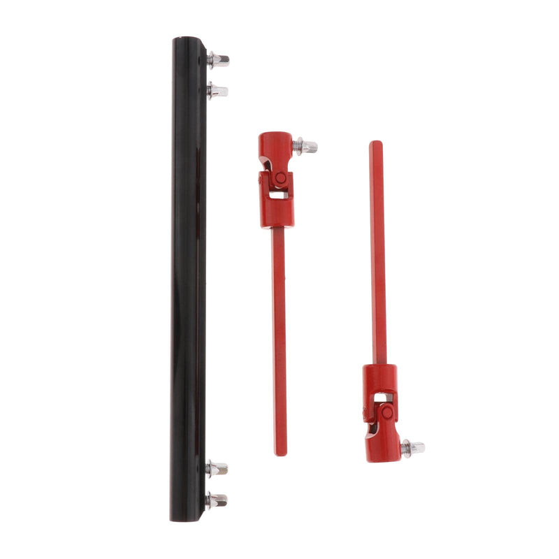 Colaxi 31cm Steel Double Drum Drive Shaft Pedal Driveshaft Rod DIY Replacement Bass Drum Pedal Connector Arm Percussion Instrument Parts Accessory, A Black and Red
