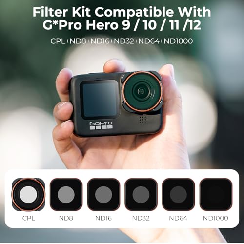 K&F CONCEPT 6 Pack ND CPL Filter Set for GoPro Hero 13/12/11/10/9 Black ND Filter Set with CPL