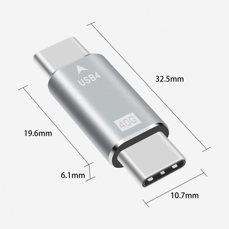 Duttek USB C Male to Male Adapter, 40Gpbs Type C Male to Type C Male Full Featured Adapter, Support Data Synchronization and Charging, for with Thunderbolt 3/4, USB3.1, USB2.0. Silver