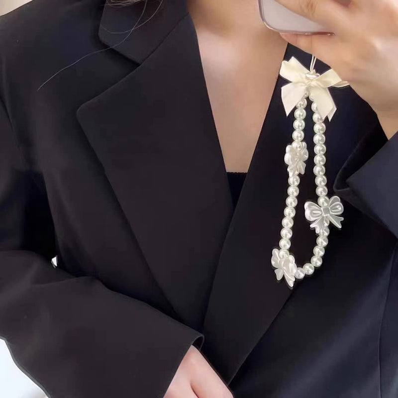 Phone Charms Strap,Pink Cute Phone Charms Aesthetic Love Phone Chain Girl Beaded Phone Strap Pearl Beaded Phone Lanyard Jewelry(pearl butterfly)