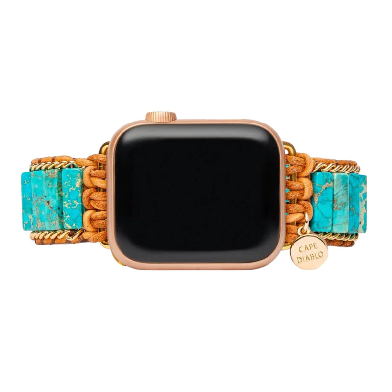 Cape Diablo Smart Watch Band for Women - Handmade Gemstone Strap - Compatible with 38mm-45mm Apple Faces Native Turquoise Protection