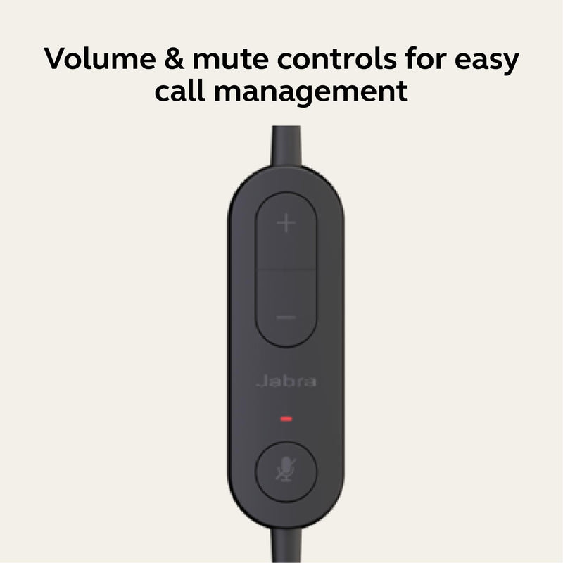 Jabra Evolve 10 Wired Headset with Noise-Cancelling Microphone for PC/Laptop Use, Easy USB-A Setup, TCO Certified, Lightweight Design, Inline Call/Volume Controls for Online Meetings, Black