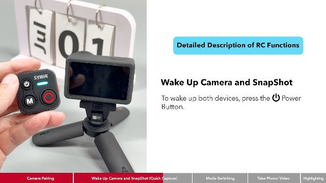 SYMIK Remote Control for Insta360, Bluetooth Remote for GoPro and DJI