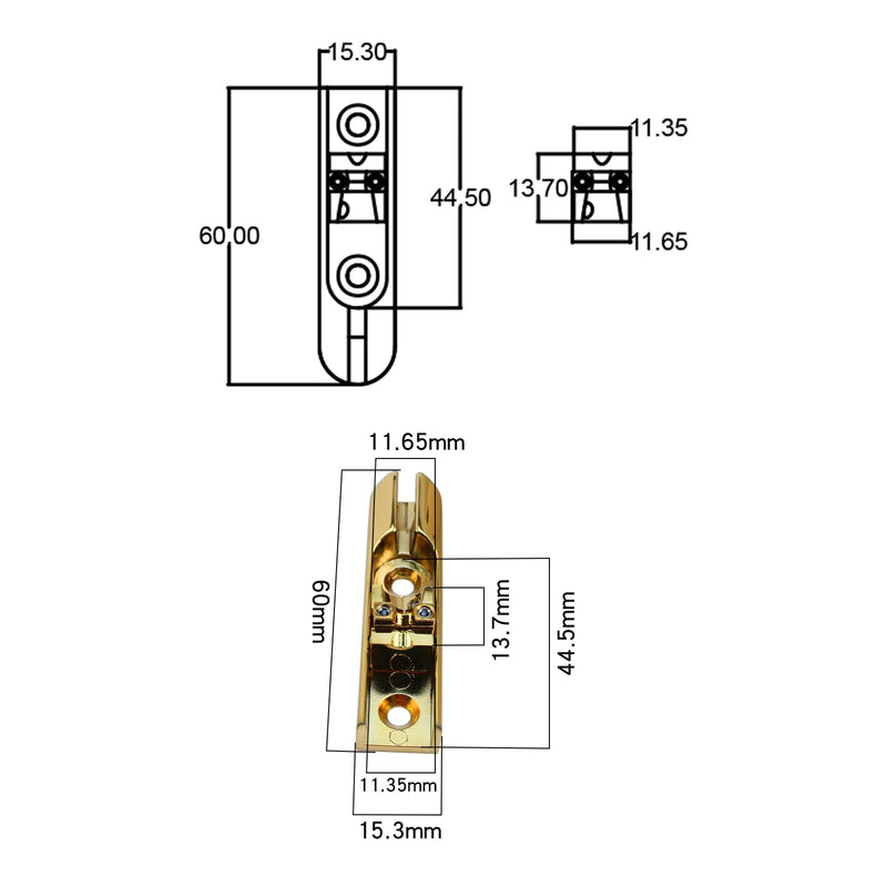 Bass Guitar Bridge with Zinc ALloy Saddle Base Individual Single String Fixed Bridge for 4 String Electric Bass Replacement Parts（Gold） 4PCS Gold