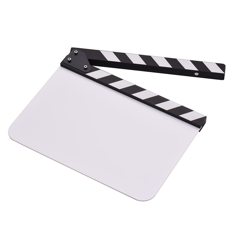 Andoer 30 * 24cm/ 12 * 9in Acrylic Film Clapboard Movie Directors Clapper Board Slate Cut Action Scene Blank Clap Board Dry Erase with White & Black Sticks