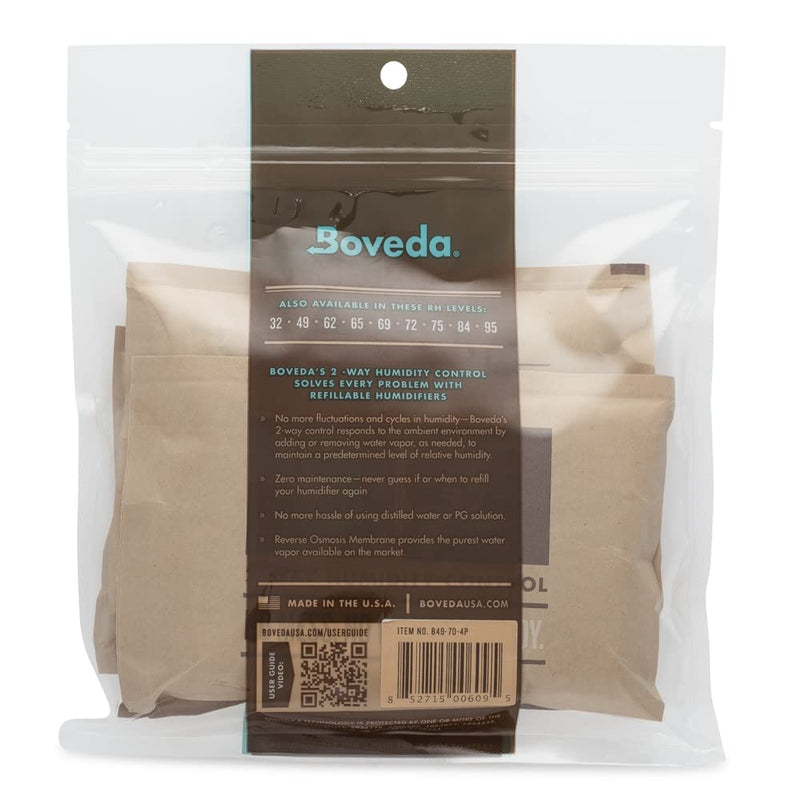 Boveda 49% Two-Way Humidity Control Packs for Music Instruments – 4 Pack – Standard Size – Prevents Warping & Cracking for Wooden Instruments– Humidifier Packs for Instrument Cases – Resealable Bag 49% Music - 4 Pack Standard