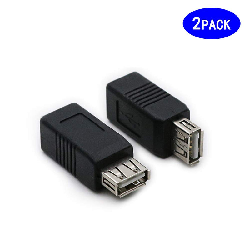 2 Pack USB 2.0 AF/BF Plug Type A Female to Type B Female Adapter Connector Converter Compatible with Laptop Computer Hard Drive Printer Camera