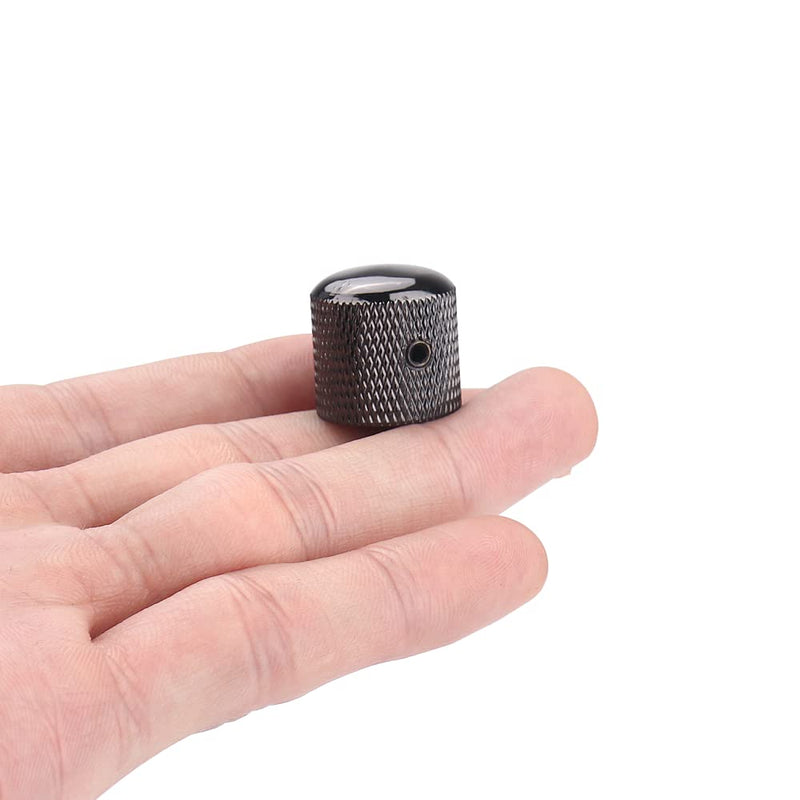 4Pcs Metal Guitar Knobs Volume Tone Control Knobs Dome Knobs with with Allen Keys Screws for Fender Telecaster Gibson Les Paul Electric Guitar Bass (Black) Black