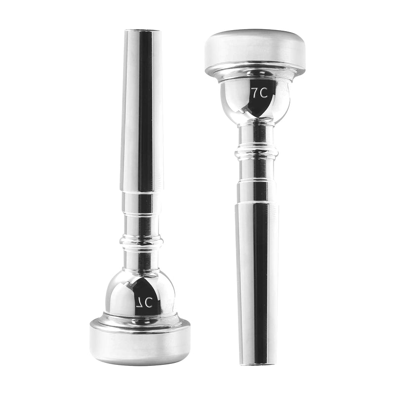 Trumpet Mouthpiece, Silver Plated 7C Trumpet Mouthpiece Brass Mouthpiece Replacement Trumpet Accessories Instruments Mouthpiece for Beginners, Professional Players