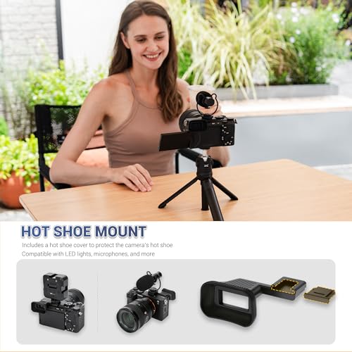 Extended A7CII A7CR Eyecup with Cold Shoe Mount & Hot Shoe Cap(Not for A7C) for Sony A7CII A7CR (Upgrade)