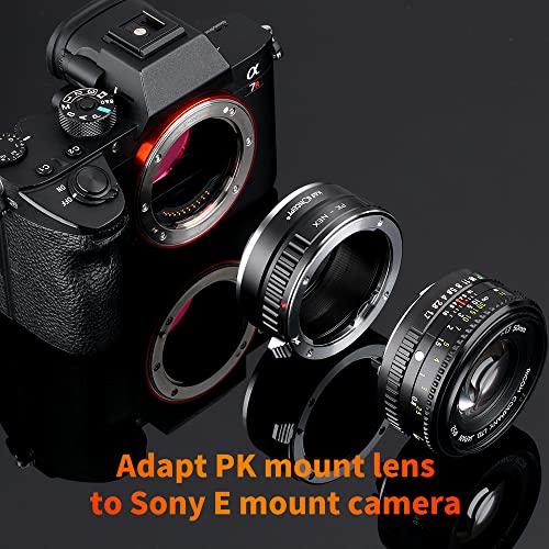 K&F Concept PK K Mount Lens to Sony NEX E-Mount Lens Adapter, Compatible with Sony NEX-3 NEX-3C NEX-3N NEX-5 NEX-5C NEX-5N NEX-5R NEX-5T NEX-6 NEX-7 NEX-F3 NEX-VG10 VG20 PK-NEX
