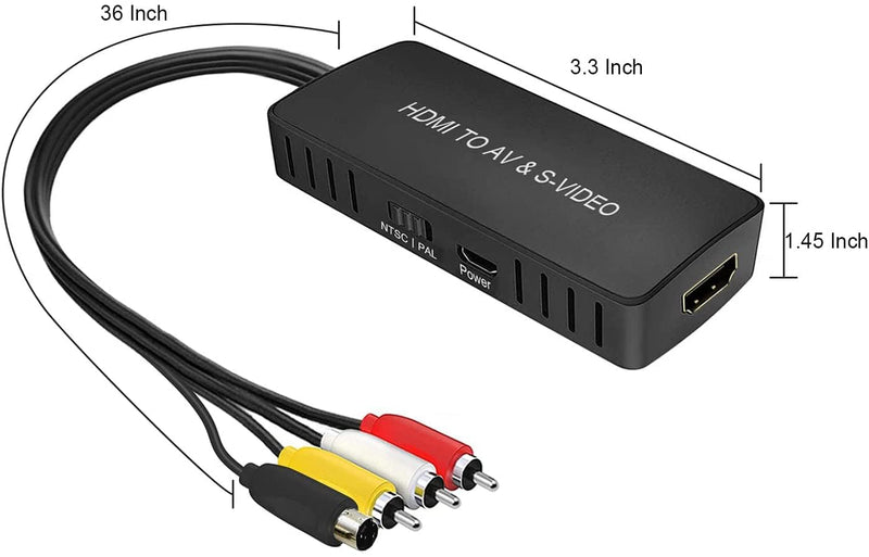 [AUSTRALIA] - HDMI to RCA and S-Video Converter, Audio Video Converter Adapter Support 720P/1080p for Roku/Xbox/Blu-ray/DVD/ PS3/ Laptop/TV/Projector etc. HDMI to S-Video Converter 