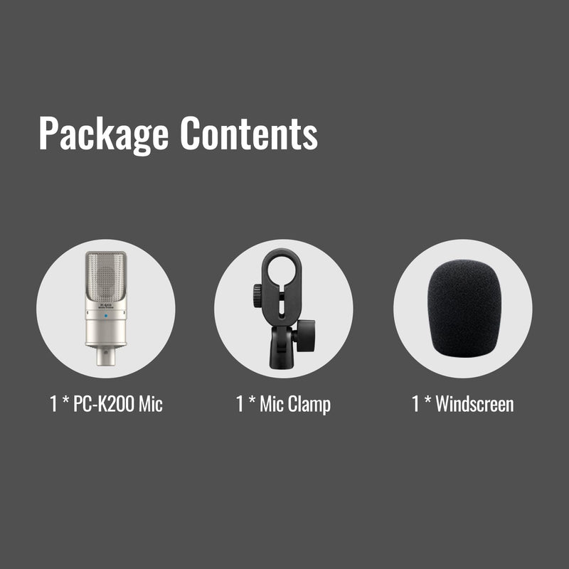 [AUSTRALIA] - TAKSTAR XLR Condenser Microphone, PC-K200 II Recording Cardioid Mic with Ultra-Low Self-Noise, Balanced Sound, Power Indicator, Studio Singing Microphone for Live Streaming, Gaming, Broadcast 