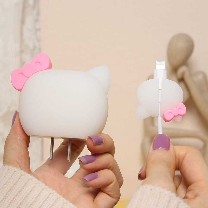 3D Cute Cartoon Series Fast Charger Protector for iPhone 18W 20W iPhone 14 13 12 11 Pro Max Fast Charging Cable Charger Head Cover Cable Accessory Data Cable Protective Sleeve, No.01(4in1) Cartoon 01(4 in 1)