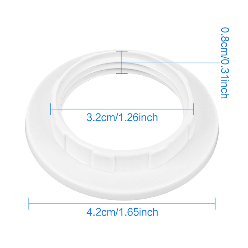 Haisheng Pack of 15 Screw Ring E14 White Lamp Holder Lock Thread Ring Replacement Ring Plastic E14 Socket Screw Ring Lamp Holder Lampshade Ring Set for Lamps Shade and Glass Elements (White)