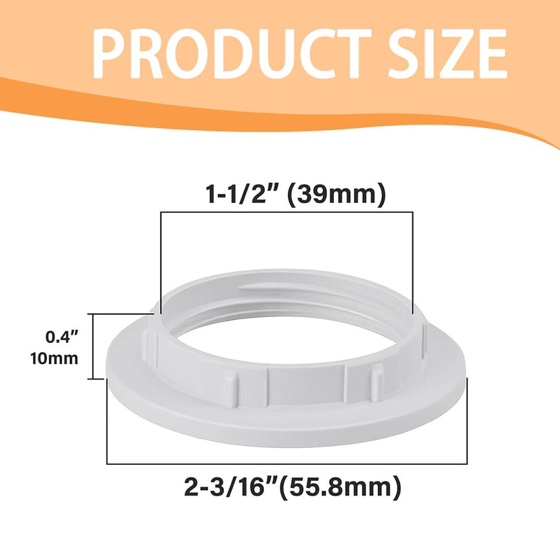 [AUSTRALIA] - Set of 10 Screw Rings for Lamp Holder, Heat Resistant Thread Ring for Lampshade or Glass Shade, Plastic Lamp Holder, E27 Screw Ring for Lamp Holder, Heat Resistant Thread Ring 