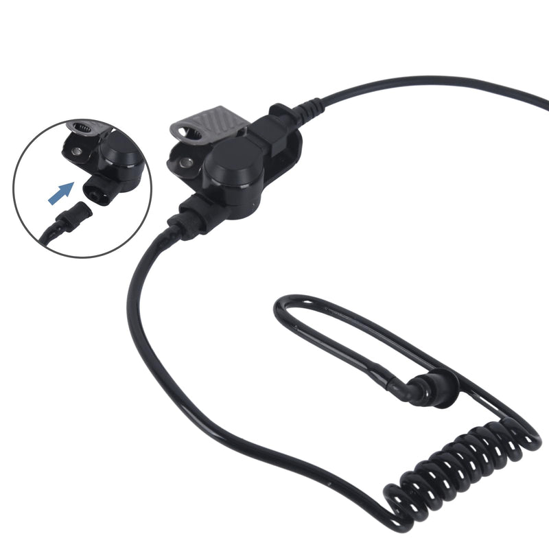 Replacement Acoustic Tube with Connector Replaceable Earpiece Coil Tubes for Two Way Radio Ear Piece Walkie Talkie Surveillance Headset FBI Covert Style Silicon Soft Material (J2, Black) J2