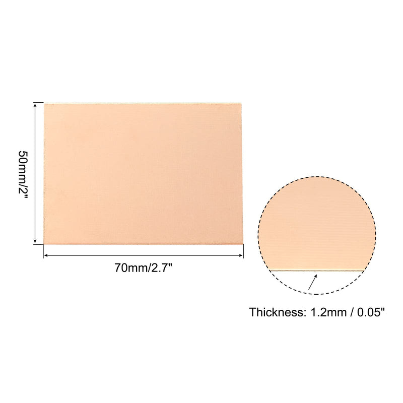 PATIKIL FR4 Single Sided Copper Clad PCB Laminate Circuit Board 70 x 50 x 1.2 mm Pack of 10 70 x 50 x 1.2mm