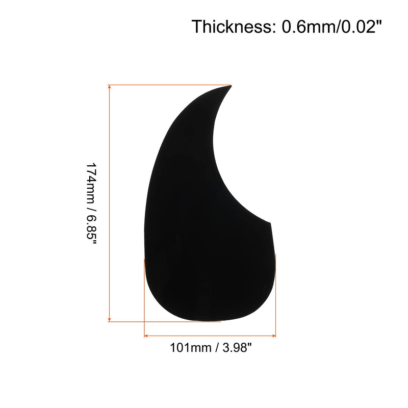 MECCANIXITY Acoustic Guitar Pickguard Fit 41 Inch Self Adhesive Left Handed Acoustic-Electric Guitar Parts Water Drop Shape Black 2 Pack