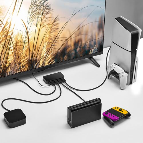 INSIGNIA TV, Monitor & Display Adapters – 4K Ultra HD, 60W Power Delivery, USB 3.0 5Gbps – Compatible with MacBook, iPad, Chromebook, Windows Laptops (3-Port HDMI Switch) 3-Port HDMI Switch