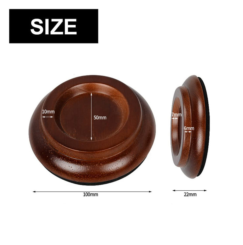 Piano Caster Cups for Upright Piano Wooden Piano Caster Piano Leg Floor Protectors with Non-Slip & Anti-Noise Foam Hardwood Floor Protectors Dark Brown 4 Pack for Upright Piano Leg