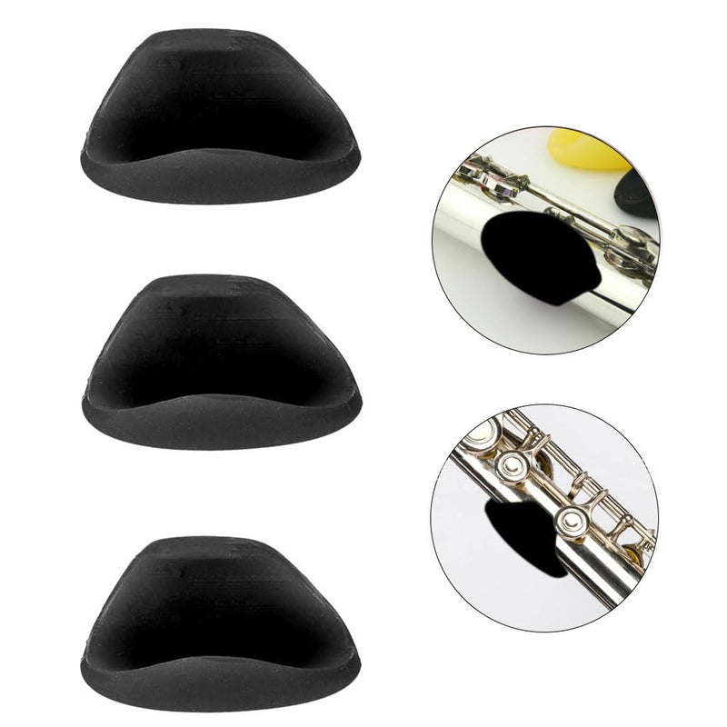 5pcs Flute Thumb Rest Cushion Soft Silicone Finger Cover Flute Wind Instrument Parts Accessories Black