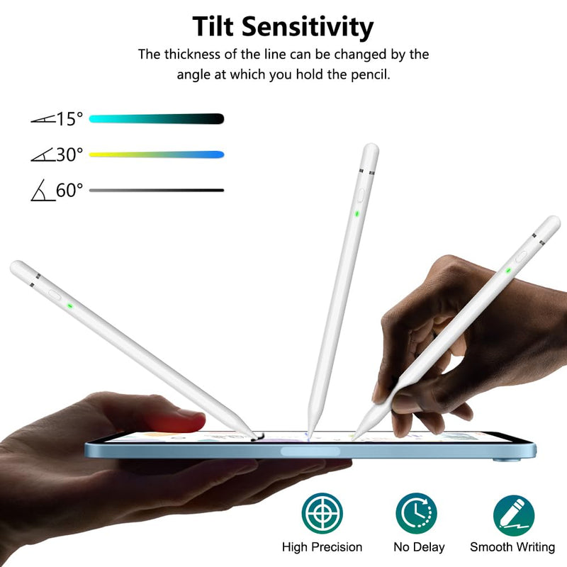Stylus Pen for iPad 2018-2024, USB C iPencil 1st Generation with 10X Fast Charge, Tilt Sensing & Palm Reject, Professional Pencil for iPad 10th/9th~6th, iPad Air 3~5, iPad Mini 5/6, iPad Pro 11"/12" Classic White
