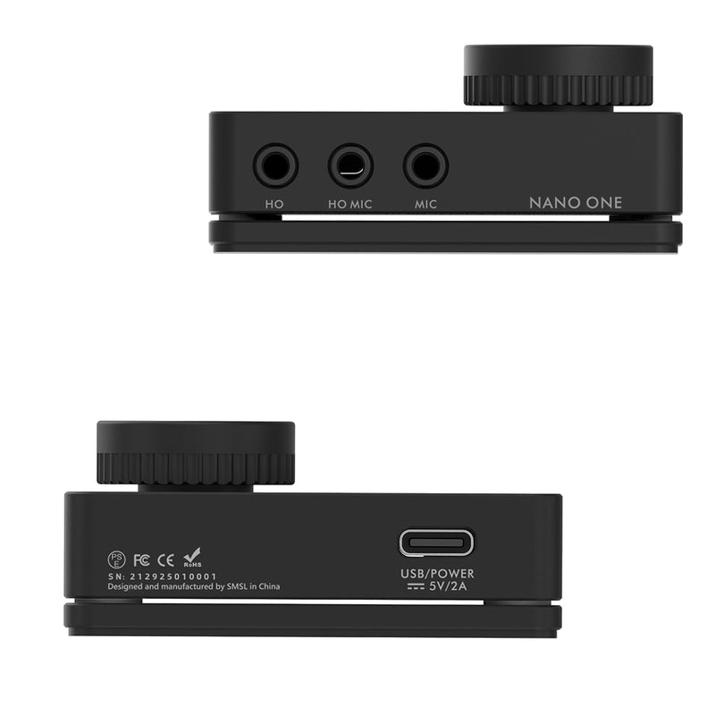 SMSL Nano ONE Pro External Sound Card, Hi-Fi DSP Chip,Virtual 7.1 Surround Sound, for Windows/Mac/Phone/Live Stream/Game,3.5mm Headphone Output, Mic in, Plug and Play Driverless (Black) Black