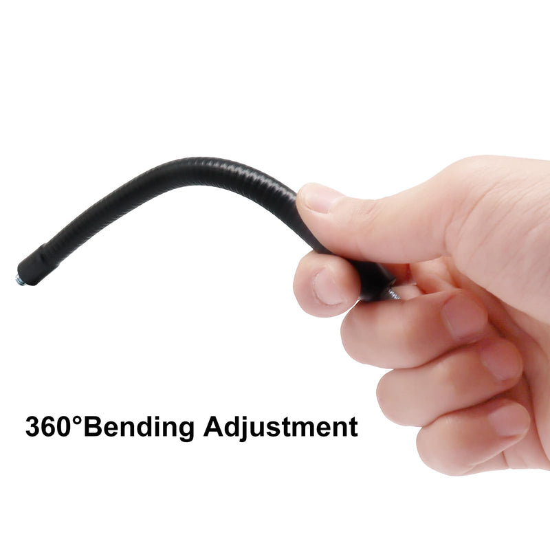 2 Pack Gooseneck, 8 Inch Flexible Arm, 1/4"-20 Male to Male | Metal Extension Tube, For Action Camera, Phone, Microphone, Tripod, LED Light, Black