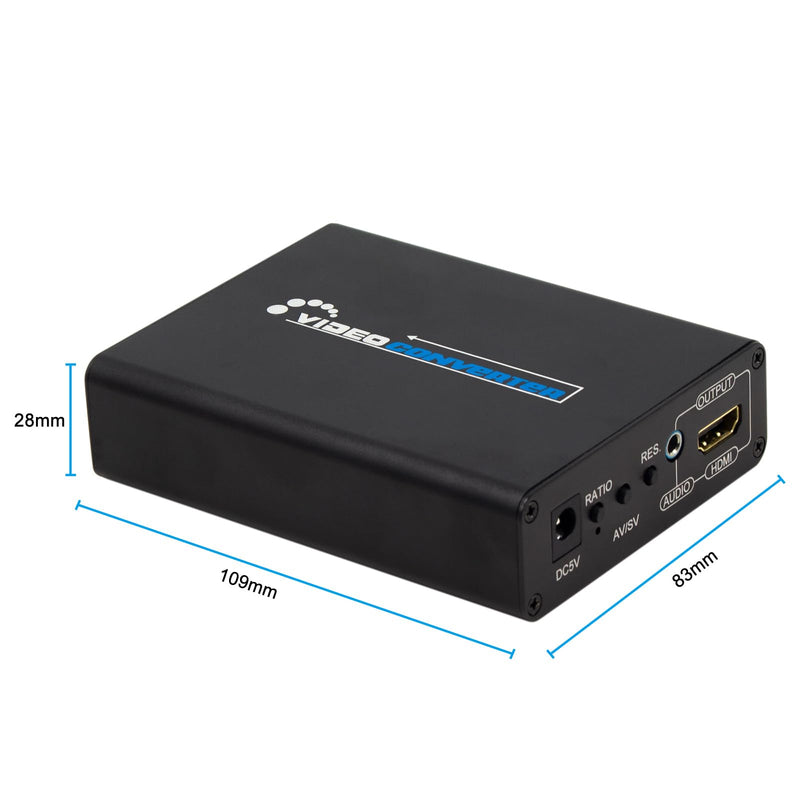 [AUSTRALIA] - Wiistar AV S-Video to HDMI-Compatible Converter S-Video/RCA+L/R Audio to HD+Audio RCA Adapter with Ratio Switch Composite for PAL/NTSC for VHS/VCR/N64/PS2/Wii/DVD HDTV Monitor 