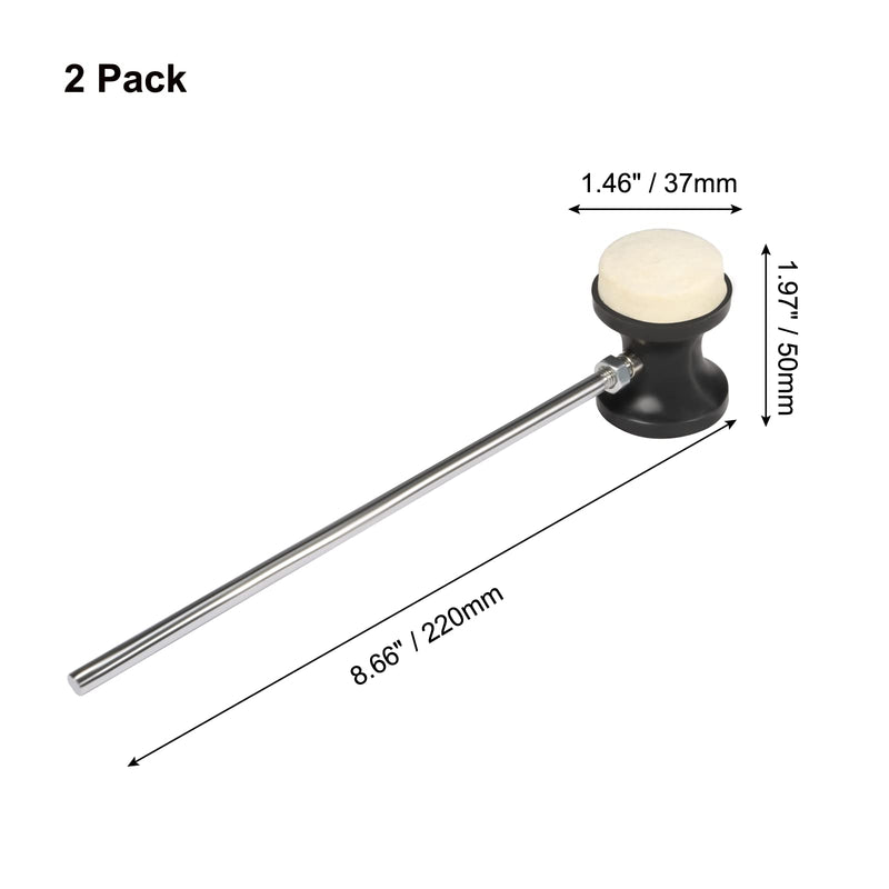 2 Pcs Dual Sided Bass Drum Pedal Mallet, Wool Felt Drum Pedal Beater, Anti-Slip Bass Percussion Sticks, Instrument Band Accessory Part Dual Sided Beater
