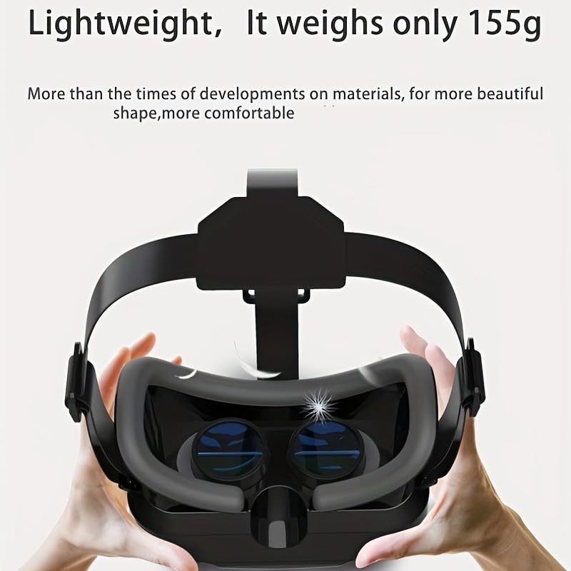 3D VR Glasses Virtual Reality Headset, 360° Panorama Large Screen VR Goggles for Movies & Games Black