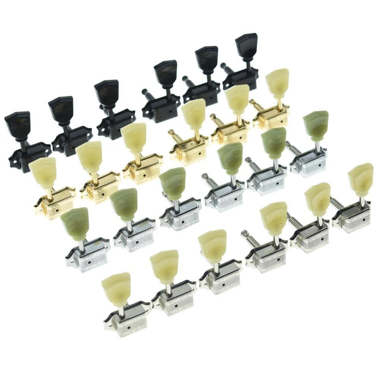 Wilkinson Nickel with Vintage Button 3x3 Deluxe Vintage Tuners Guitar Tuning Keys Machine Heads with Plastic Keystone Buttons for Les Paul/SG/ES, (K1948)