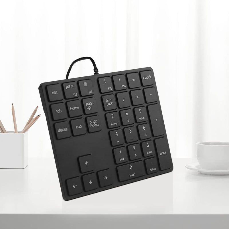 Merdia Numeric Keypad Wired Numpad 34 Keys External Mini Slim Keyboard Magicforce for Financial Cashier Securities-Black Black